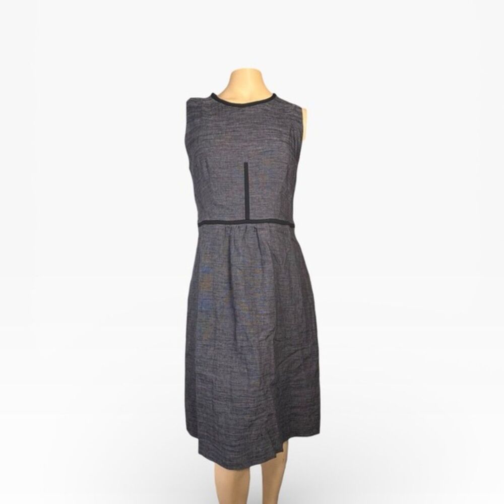 René Lezard Sleeveless Black & Gray Midi Dress – Size 38 (US 6)